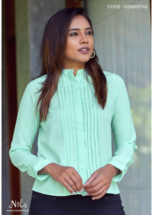 FRONT PINTUCK LONG SLEEVE BLOUSE